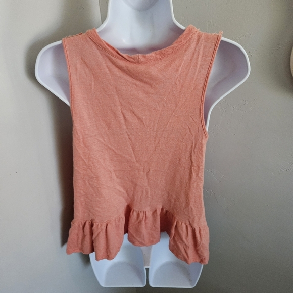 Entro Womens Small Peach Orange Boho Tank Top Blouse Crochet Lace Up Girly Linen - Picture 6 of 8